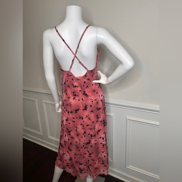 Women’s Flocked Mesh Midi Slip Dress Wild Fable Pink/Black, M - Picture 8 of 13